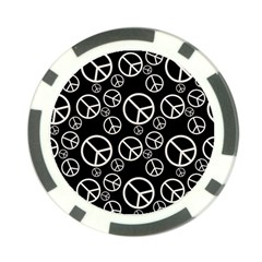 Black And White Peace Symbols Poker Chip Card Guard by SpinnyChairDesigns