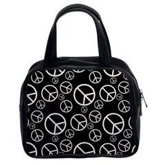 Black And White Peace Symbols Classic Handbag (two Sides) by SpinnyChairDesigns