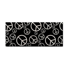 Black And White Peace Symbols Hand Towel by SpinnyChairDesigns