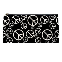 Black And White Peace Symbols Pencil Case by SpinnyChairDesigns