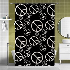 Black And White Peace Symbols Shower Curtain 48  X 72  (small)  by SpinnyChairDesigns