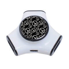 Black And White Peace Symbols 3-port Usb Hub by SpinnyChairDesigns