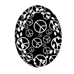 Black And White Peace Symbols Ornament (oval Filigree)