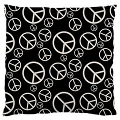 Black And White Peace Symbols Large Cushion Case (one Side) by SpinnyChairDesigns