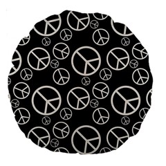 Black And White Peace Symbols Large 18  Premium Round Cushions by SpinnyChairDesigns