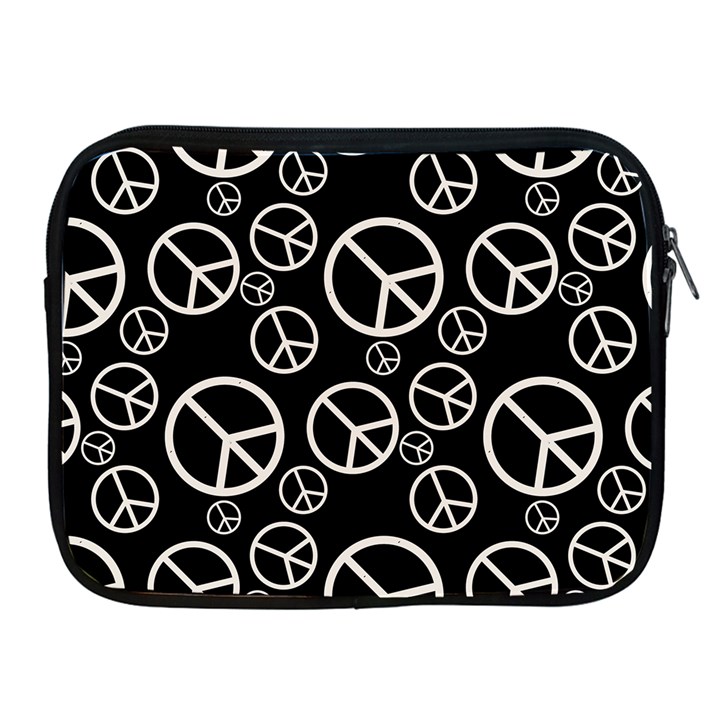 Black and White Peace Symbols Apple iPad 2/3/4 Zipper Cases