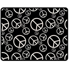 Black And White Peace Symbols Double Sided Fleece Blanket (medium)  by SpinnyChairDesigns