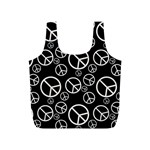 Black and White Peace Symbols Full Print Recycle Bag (S) Front