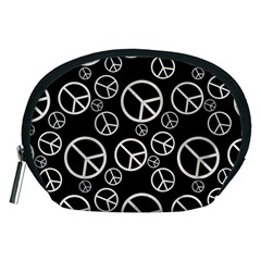 Black And White Peace Symbols Accessory Pouch (medium) by SpinnyChairDesigns