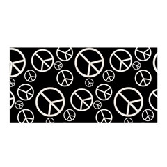 Black And White Peace Symbols Satin Wrap by SpinnyChairDesigns