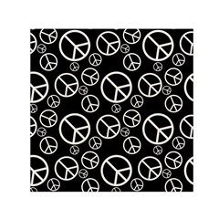 Black And White Peace Symbols Small Satin Scarf (square) by SpinnyChairDesigns