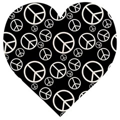 Black And White Peace Symbols Wooden Puzzle Heart by SpinnyChairDesigns