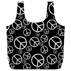 Black And White Peace Symbols Full Print Recycle Bag (xxl) by SpinnyChairDesigns