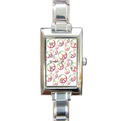 Colorful Rainbow Peace Symbols Rectangle Italian Charm Watch by SpinnyChairDesigns