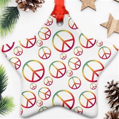 Colorful Rainbow Peace Symbols Ornament (star) by SpinnyChairDesigns