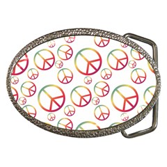 Colorful Rainbow Peace Symbols Belt Buckles by SpinnyChairDesigns