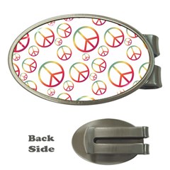 Colorful Rainbow Peace Symbols Money Clips (oval)  by SpinnyChairDesigns