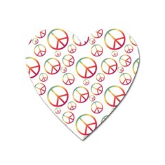 Colorful Rainbow Peace Symbols Heart Magnet by SpinnyChairDesigns