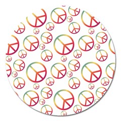 Colorful Rainbow Peace Symbols Magnet 5  (round) by SpinnyChairDesigns