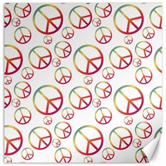 Colorful Rainbow Peace Symbols Canvas 12  X 12  by SpinnyChairDesigns