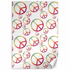 Colorful Rainbow Peace Symbols Canvas 12  X 18  by SpinnyChairDesigns