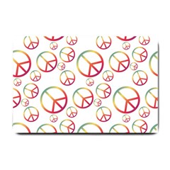 Colorful Rainbow Peace Symbols Small Doormat  by SpinnyChairDesigns