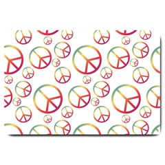 Colorful Rainbow Peace Symbols Large Doormat  by SpinnyChairDesigns