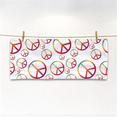 Colorful Rainbow Peace Symbols Hand Towel by SpinnyChairDesigns