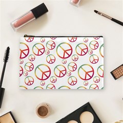 Colorful Rainbow Peace Symbols Cosmetic Bag (medium) by SpinnyChairDesigns