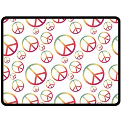 Colorful Rainbow Peace Symbols Double Sided Fleece Blanket (large)  by SpinnyChairDesigns