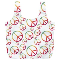 Colorful Rainbow Peace Symbols Full Print Recycle Bag (xl) by SpinnyChairDesigns