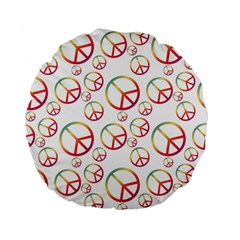 Colorful Rainbow Peace Symbols Standard 15  Premium Flano Round Cushions by SpinnyChairDesigns