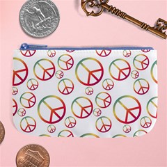 Colorful Rainbow Peace Symbols Large Coin Purse by SpinnyChairDesigns