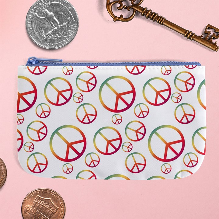 Colorful Rainbow Peace Symbols Large Coin Purse