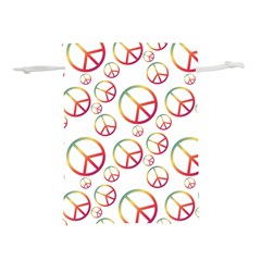 Colorful Rainbow Peace Symbols Lightweight Drawstring Pouch (s) by SpinnyChairDesigns