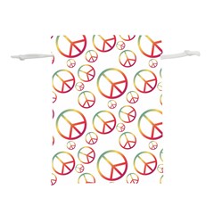 Colorful Rainbow Peace Symbols Lightweight Drawstring Pouch (l) by SpinnyChairDesigns