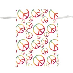 Colorful Rainbow Peace Symbols  Lightweight Drawstring Pouch (xl) by SpinnyChairDesigns