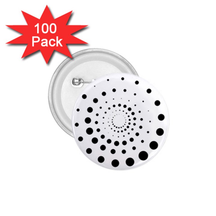 Abstract Black and White Polka Dots 1.75  Buttons (100 pack) 