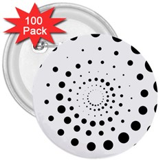 Abstract Black And White Polka Dots 3  Buttons (100 Pack)  by SpinnyChairDesigns