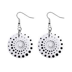 Abstract Black And White Polka Dots Mini Button Earrings by SpinnyChairDesigns