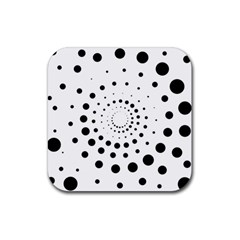 Abstract Black And White Polka Dots Rubber Coaster (square)  by SpinnyChairDesigns