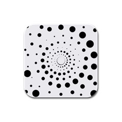 Abstract Black And White Polka Dots Rubber Square Coaster (4 Pack)  by SpinnyChairDesigns