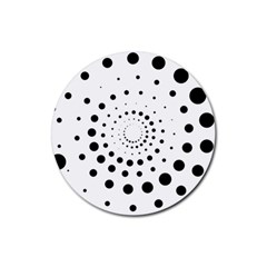 Abstract Black And White Polka Dots Rubber Round Coaster (4 Pack)  by SpinnyChairDesigns