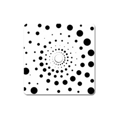 Abstract Black And White Polka Dots Square Magnet by SpinnyChairDesigns