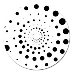 Abstract Black And White Polka Dots Magnet 5  (round) by SpinnyChairDesigns