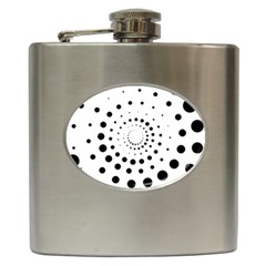 Abstract Black And White Polka Dots Hip Flask (6 Oz) by SpinnyChairDesigns