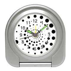 Abstract Black And White Polka Dots Travel Alarm Clock by SpinnyChairDesigns