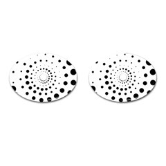 Abstract Black And White Polka Dots Cufflinks (oval) by SpinnyChairDesigns