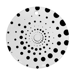 Abstract Black And White Polka Dots Round Ornament (two Sides) by SpinnyChairDesigns