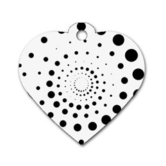 Abstract Black And White Polka Dots Dog Tag Heart (one Side) by SpinnyChairDesigns